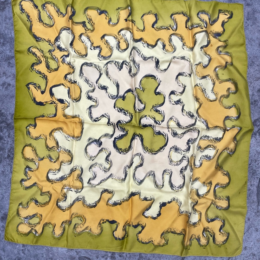 Artistic Silk Scarf in Green and Yellow